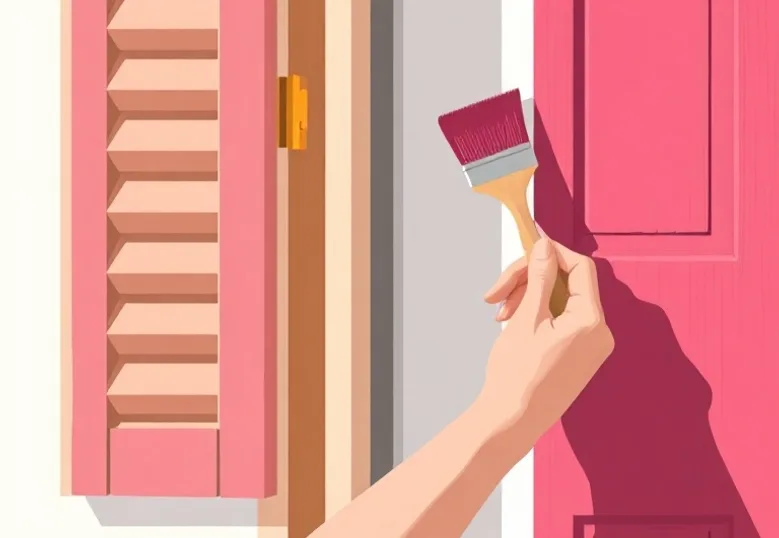 Mise en peinture au pinceau de volets et d'encadrements en bois